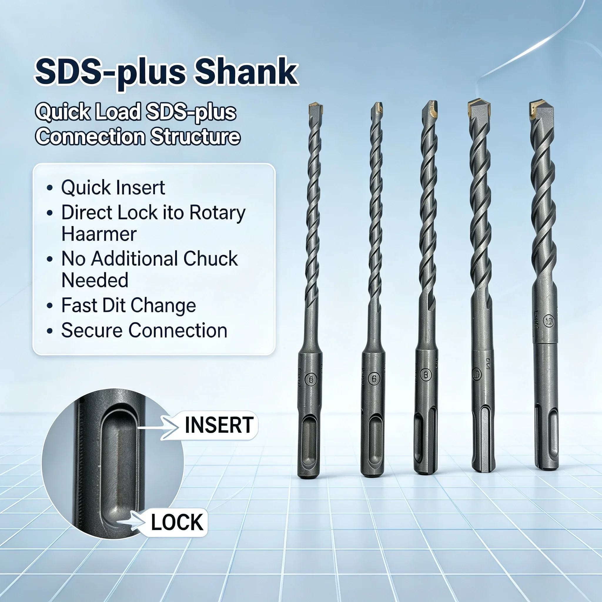Concrete Breaker Demolition - ボッシュ SDS-plus-1 5本組 石材用ハンマードリルビット、6/6/8/10/12mm 超硬ビット、コンクリートおよび石材の穴あけ用