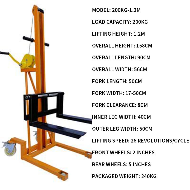 Electric Pallet Jack - 手動パレットジャッキ、ポータブルハンドクランクリフトトラック、小型パレットジャッキ、多目的積み下ろしトラック（カスタマイズ可能）