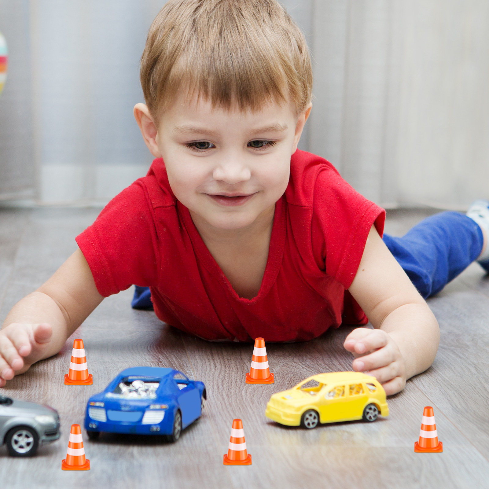 Road Traffic Cone - 50個入りミニトラフィックコーン教育用道路標識セット、子供向け早期学習安全認知、親子インタラクティブプレイ