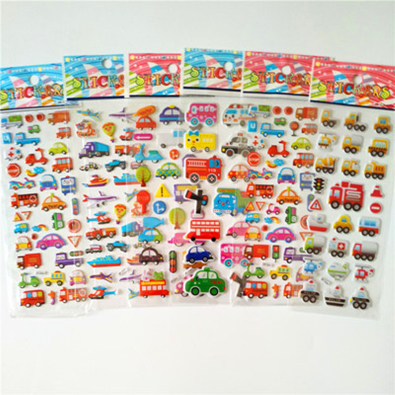 6 個漫画消防士車のステッカー子供のための教育装飾日記ノート - Heavy Equipment Stickers のレビューと価格